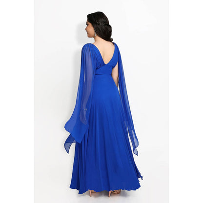 Sanjana Thakur Blue Gown with Attached Drape
