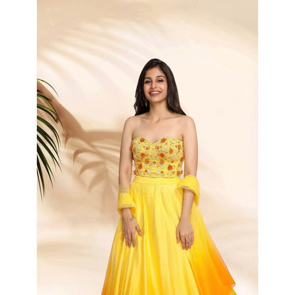 Sanjana Thakur Yellow Lehenga with Blouse and Dupatta (Set of 3)