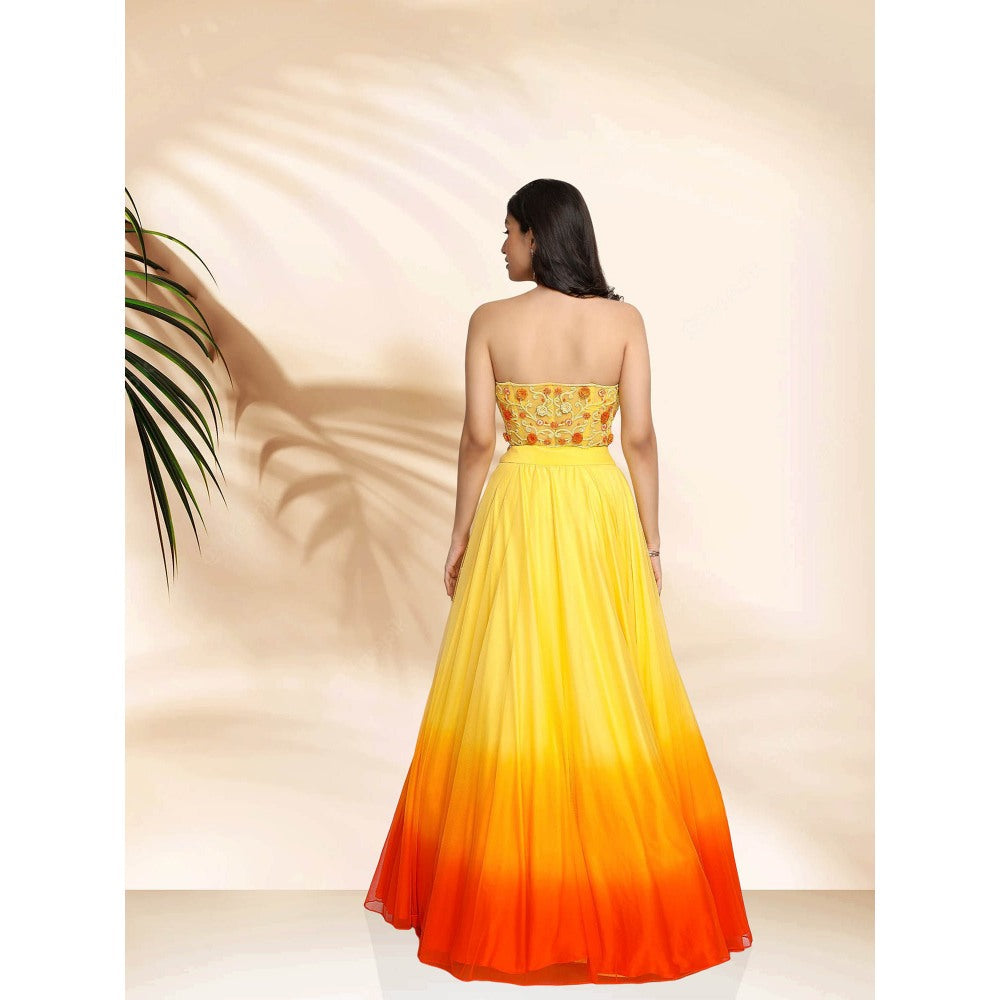 Sanjana Thakur Yellow Lehenga with Blouse and Dupatta (Set of 3)