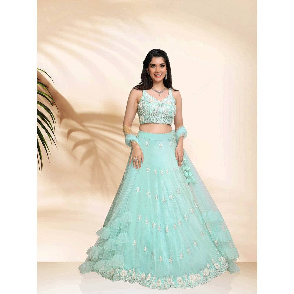 Sanjana Thakur Blue Lehenga with Blouse and Dupatta (Set of 3)