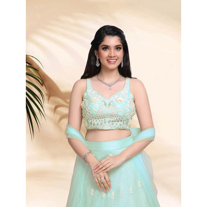 Sanjana Thakur Blue Lehenga with Blouse and Dupatta (Set of 3)