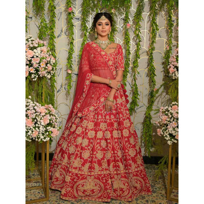 Sanjana Thakur Red Bridal Lehenga with Blouse and Dupatta (Set of 3)