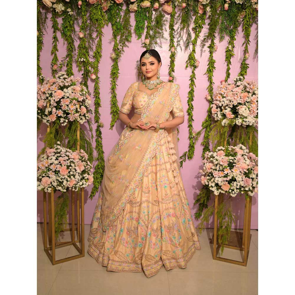 Sanjana Thakur Peach Bridal Lehenga with Blouse and Dupatta (Set of 3)