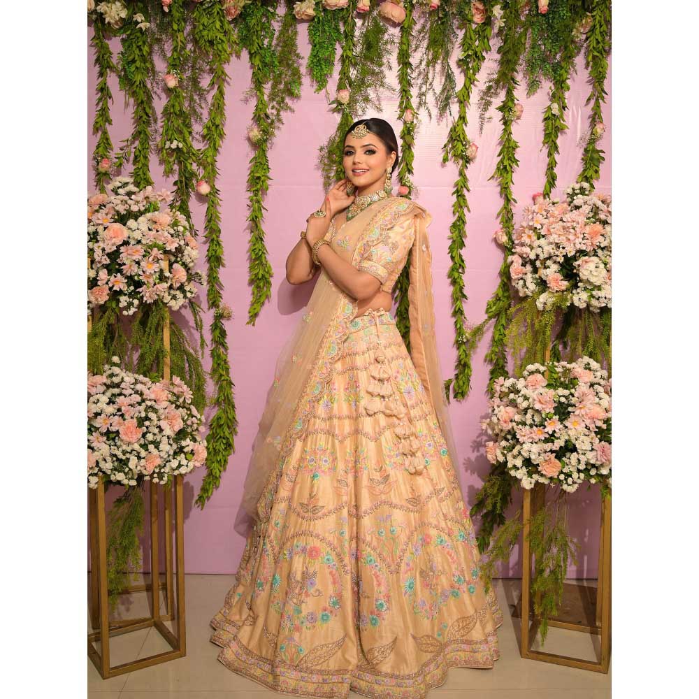 Sanjana Thakur Peach Bridal Lehenga with Blouse and Dupatta (Set of 3)
