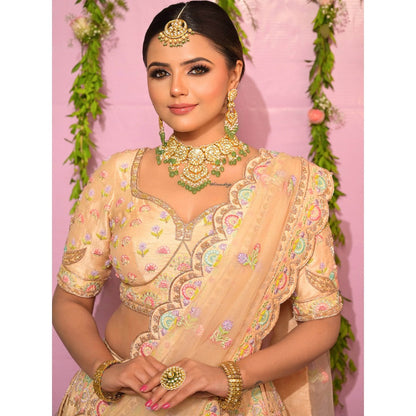 Sanjana Thakur Peach Bridal Lehenga with Blouse and Dupatta (Set of 3)