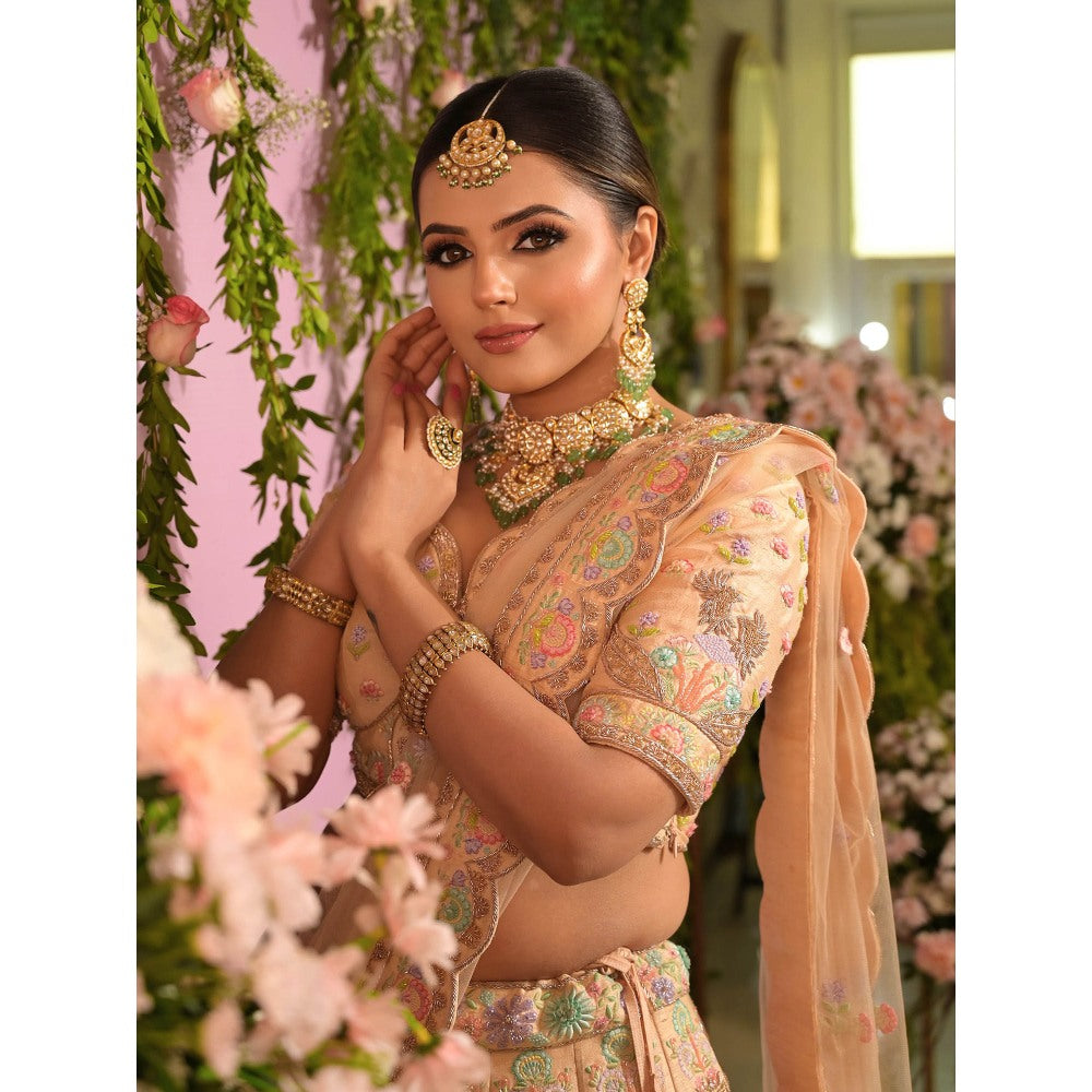 Sanjana Thakur Peach Bridal Lehenga with Blouse and Dupatta (Set of 3)