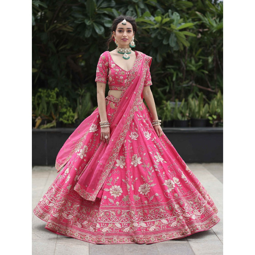 Sanjana Thakur Pink Bridal Lehenga with Blouse and Dupatta (Set of 3)