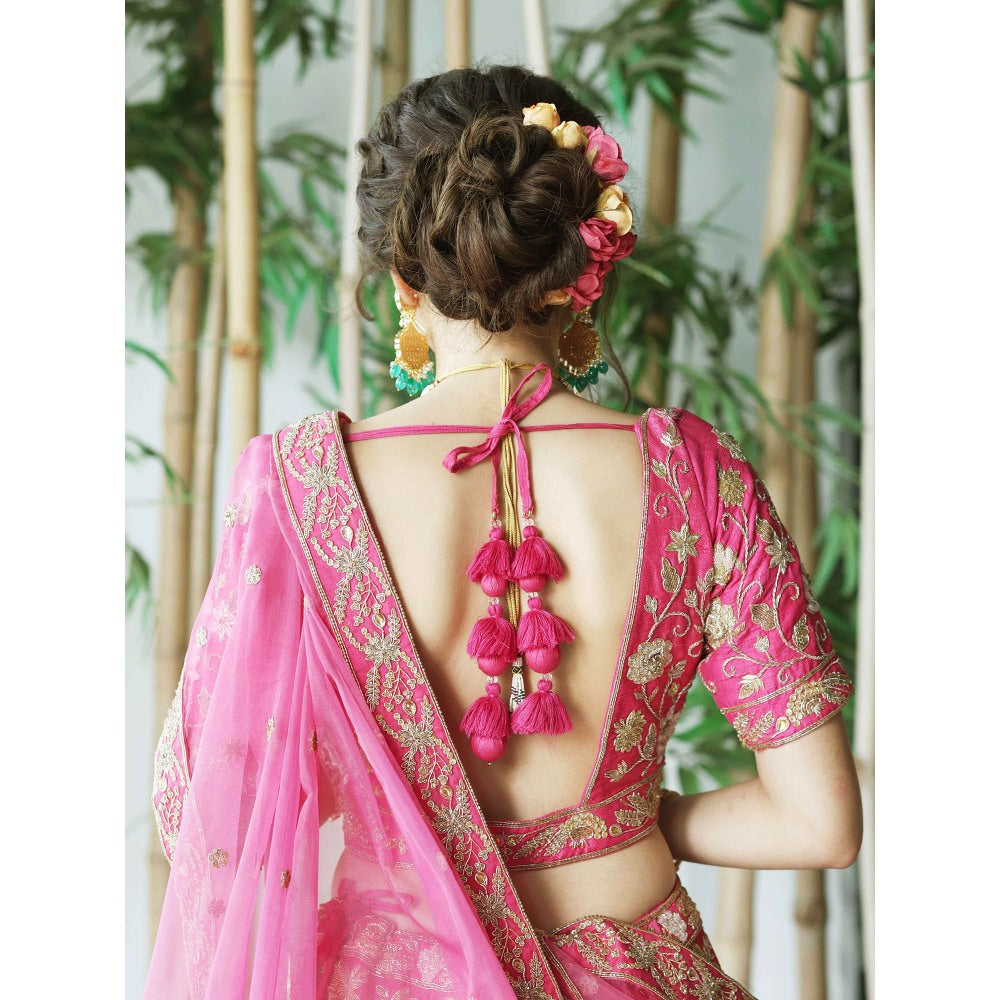 Sanjana Thakur Pink Bridal Lehenga with Blouse and Dupatta (Set of 3)