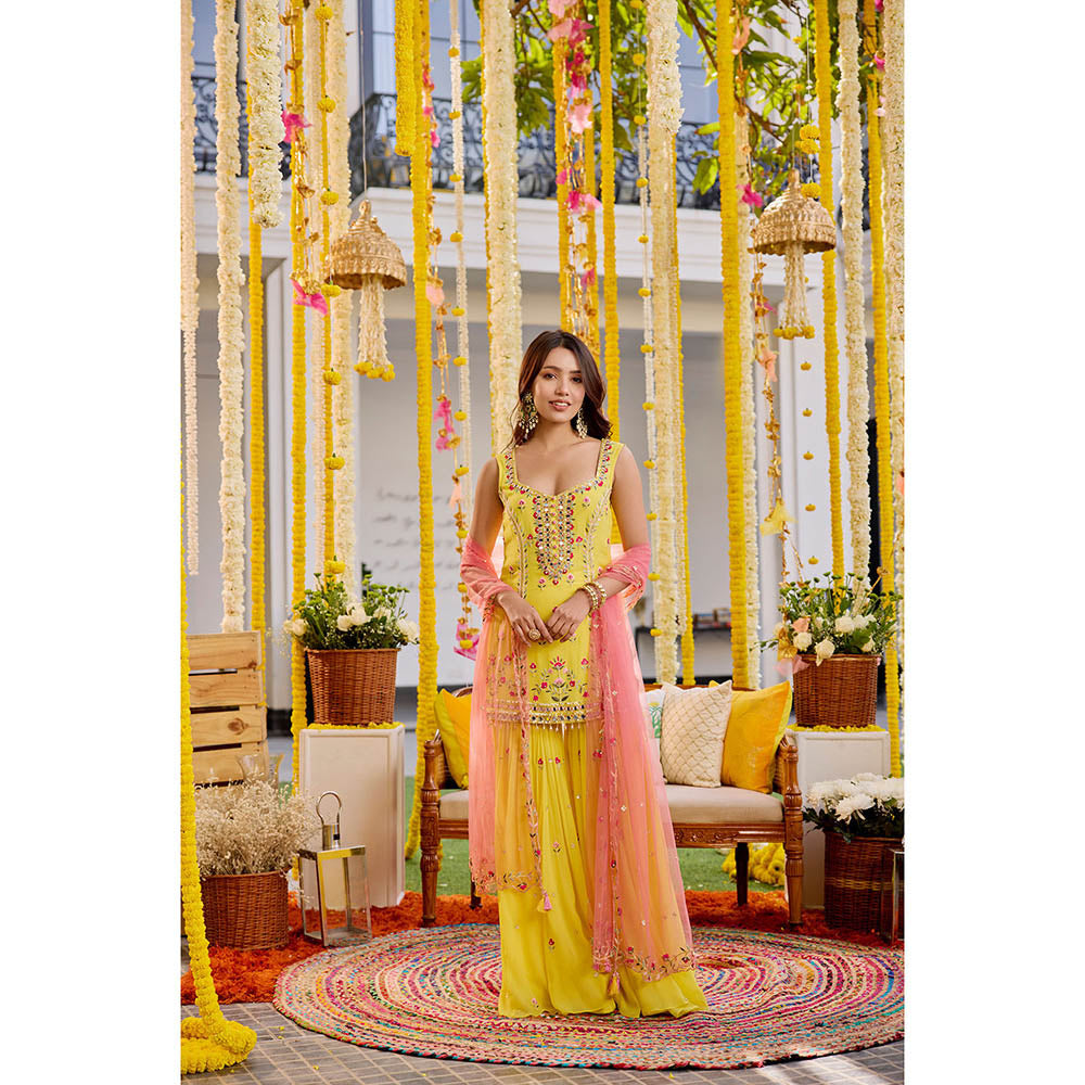 SANYA GULATI Sunshine Yellow Kurta & Sharara with Dupatta (Set of 3)