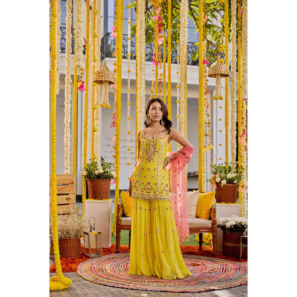 SANYA GULATI Sunshine Yellow Kurta & Sharara with Dupatta (Set of 3)