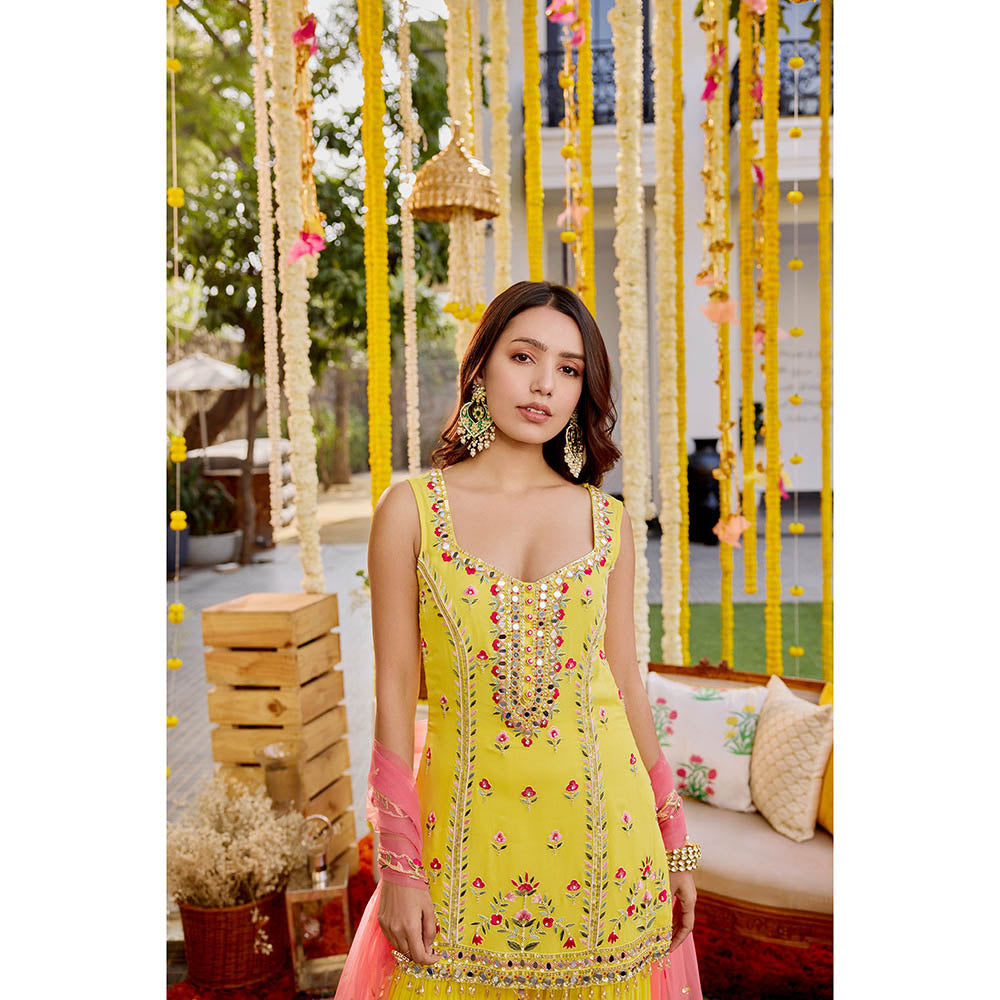 SANYA GULATI Sunshine Yellow Kurta & Sharara with Dupatta (Set of 3)