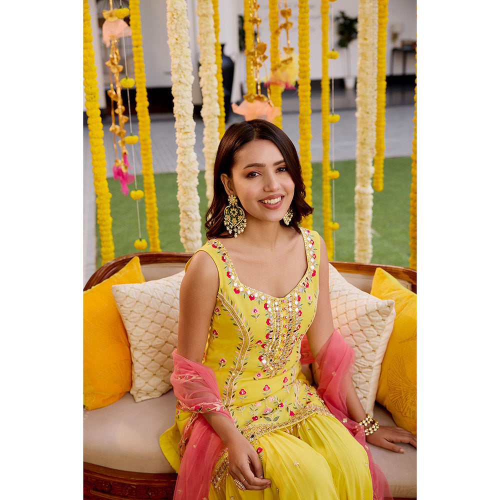 SANYA GULATI Sunshine Yellow Kurta & Sharara with Dupatta (Set of 3)
