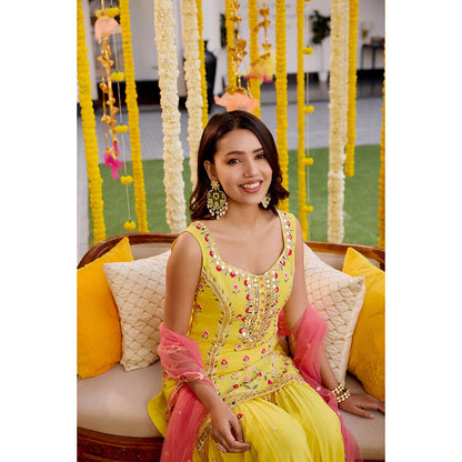 SANYA GULATI Sunshine Yellow Kurta & Sharara with Dupatta (Set of 3)
