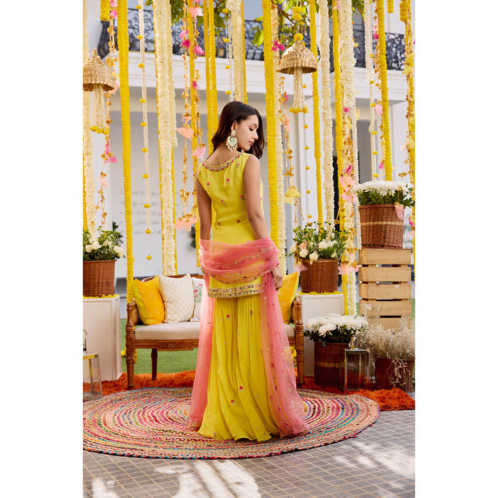 SANYA GULATI Sunshine Yellow Kurta & Sharara with Dupatta (Set of 3)