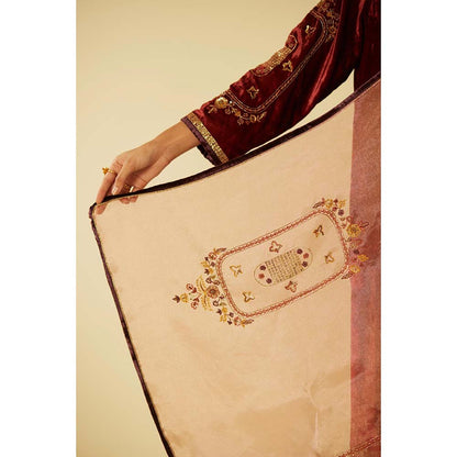 Sarang Kaur Maroon Dareecha Kurta with Palazzo (Set of 2)