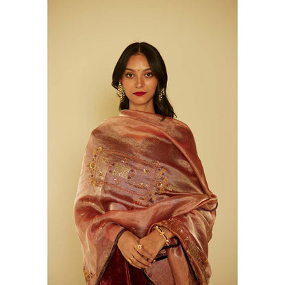 Sarang Kaur Maroon Dareecha Kurta with Palazzo (Set of 2)