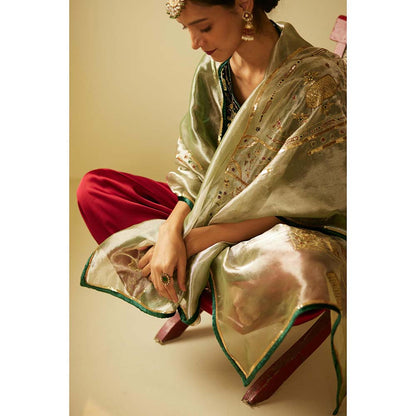 Sarang Kaur Green Meera Kurta with Palazzo (Set of 2)