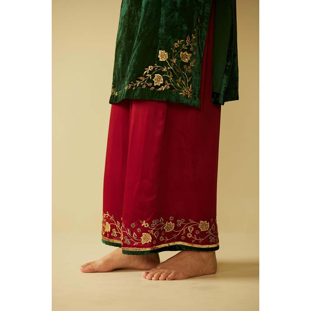 Sarang Kaur Green Meera Kurta with Palazzo (Set of 2)