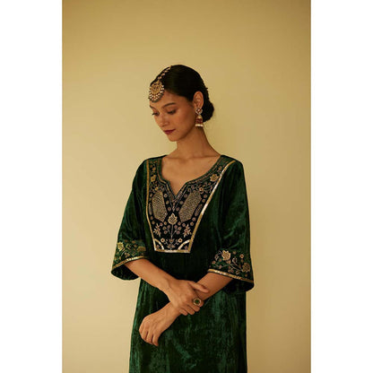 Sarang Kaur Green Meera Kurta with Palazzo (Set of 2)