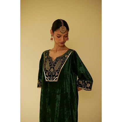 Sarang Kaur Green Meera Kurta with Palazzo (Set of 2)