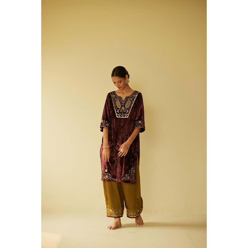 Sarang Kaur Purple Meera Kurta with Palazzo (Set of 2)