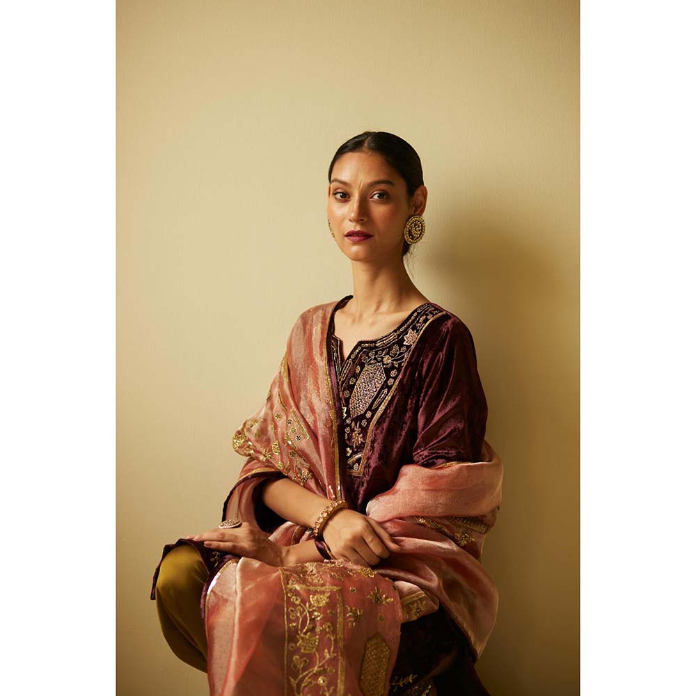 Sarang Kaur Purple Meera Kurta with Palazzo (Set of 2)