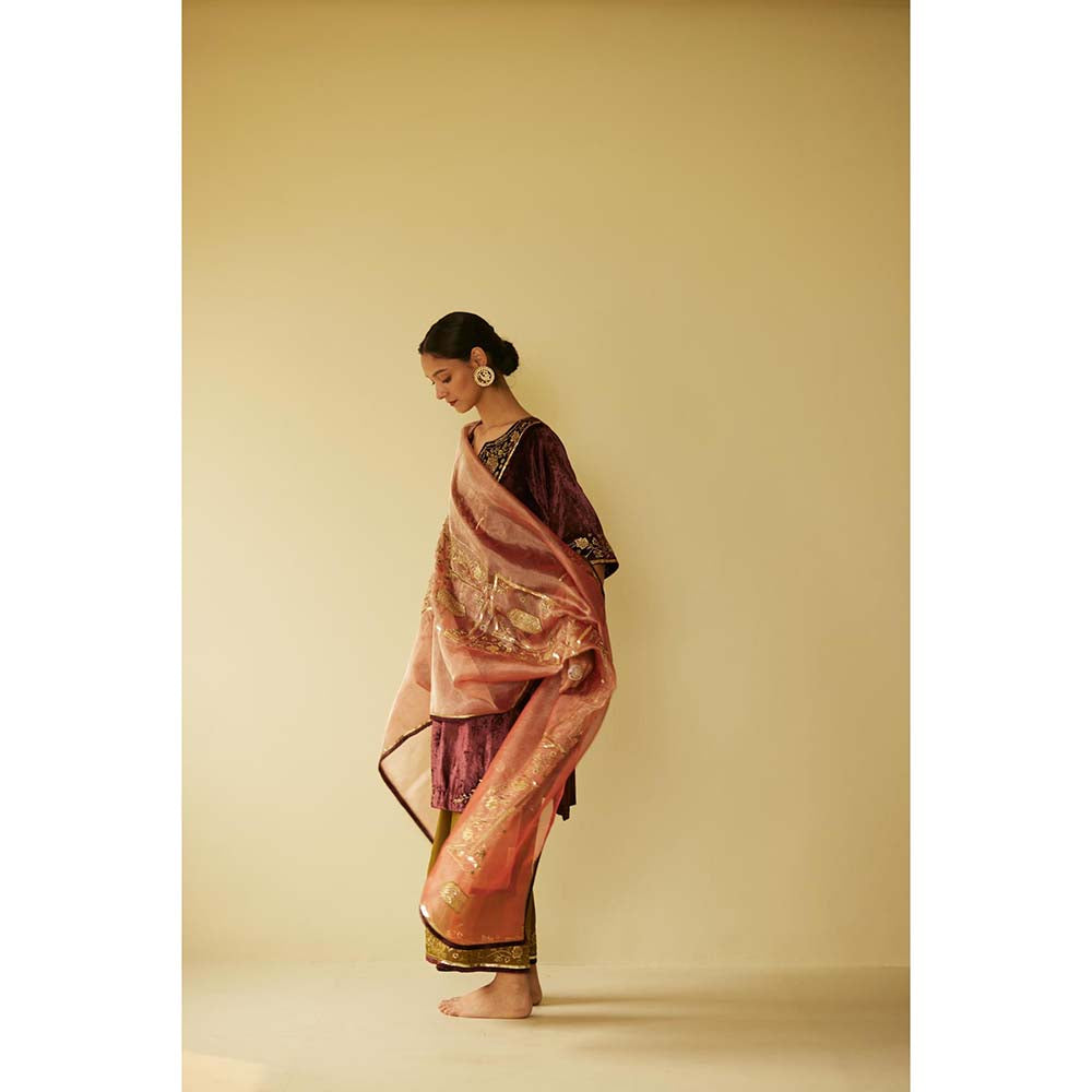 Sarang Kaur Purple Meera Kurta with Palazzo (Set of 2)