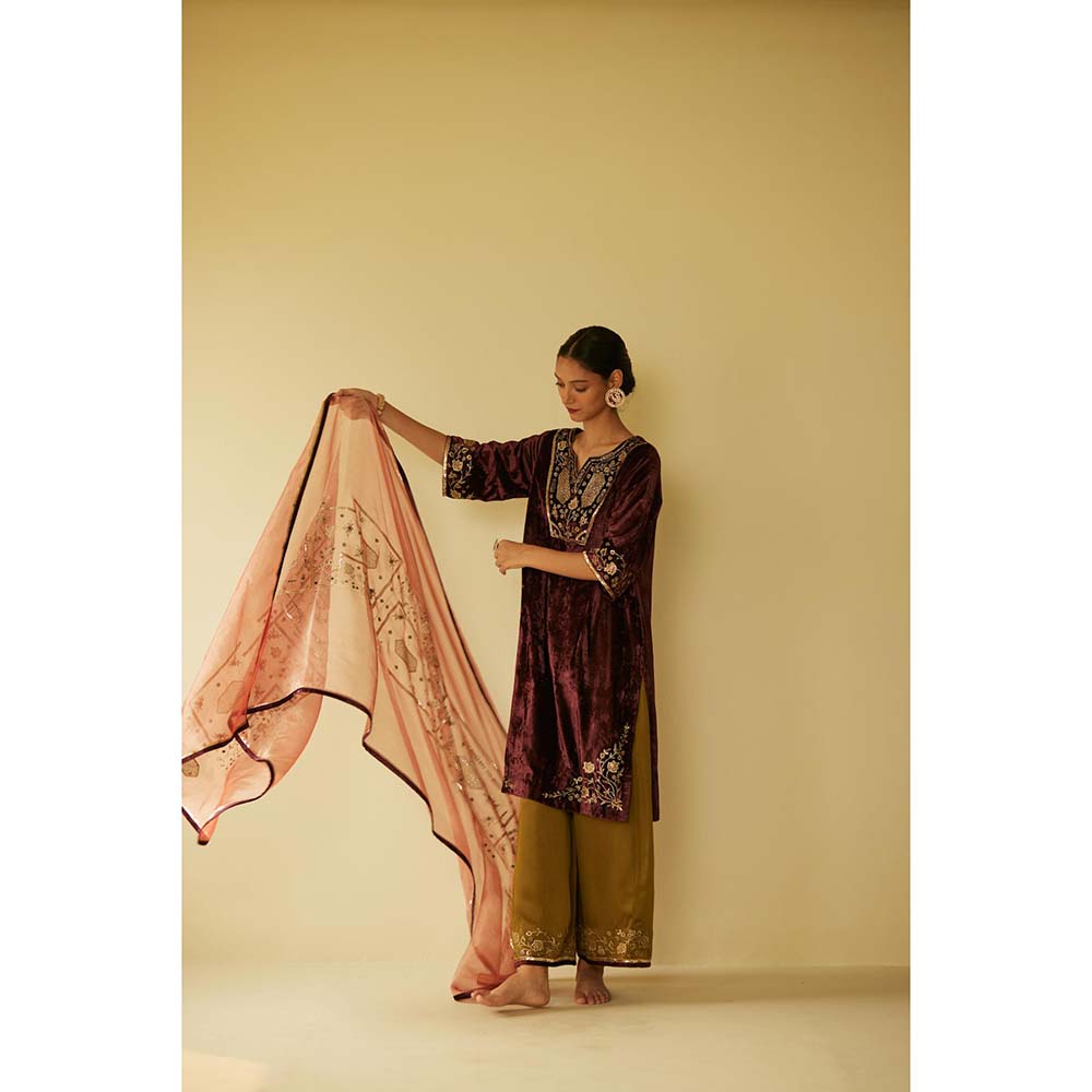 Sarang Kaur Purple Meera Kurta with Palazzo (Set of 2)