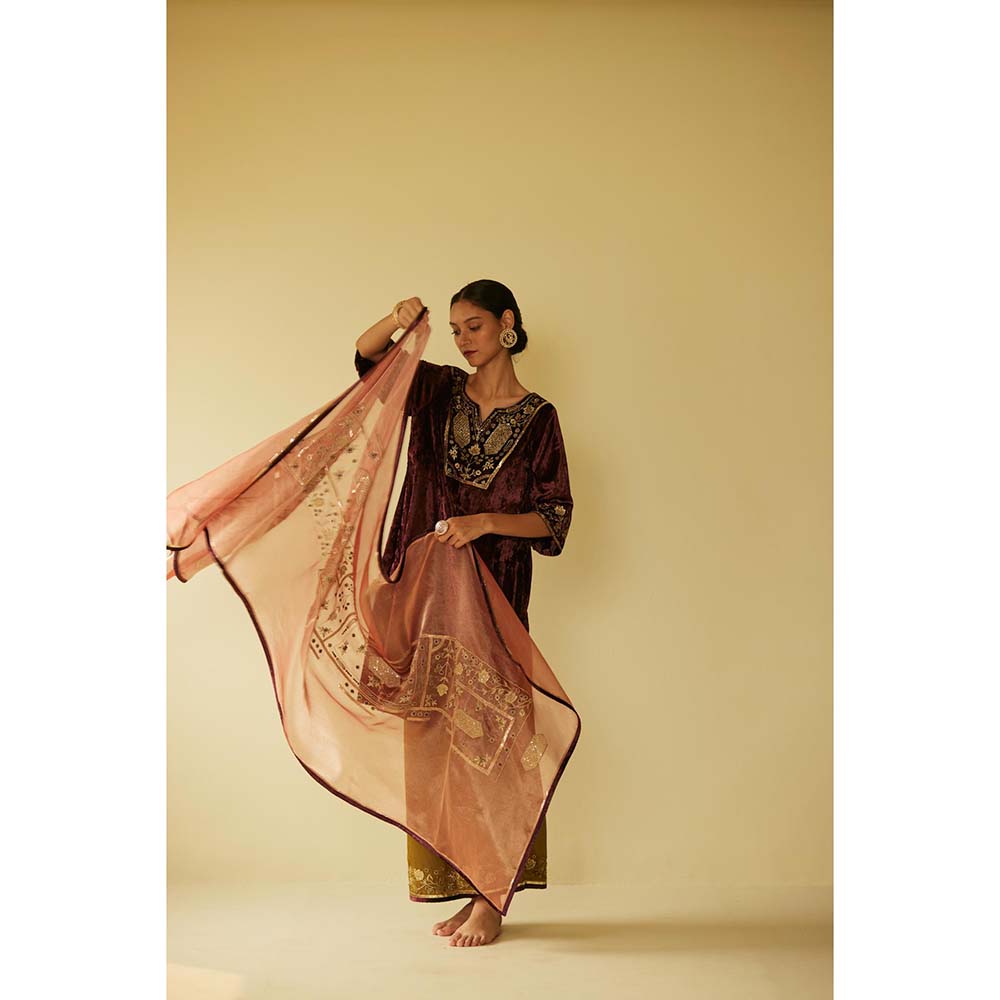 Sarang Kaur Purple Meera Kurta with Palazzo (Set of 2)