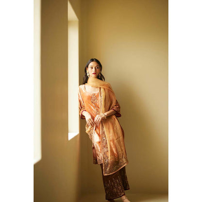 Sarang Kaur Orange Bageecha Kurta with Palazzo (Set of 2)