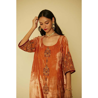 Sarang Kaur Orange Bageecha Kurta with Palazzo (Set of 2)