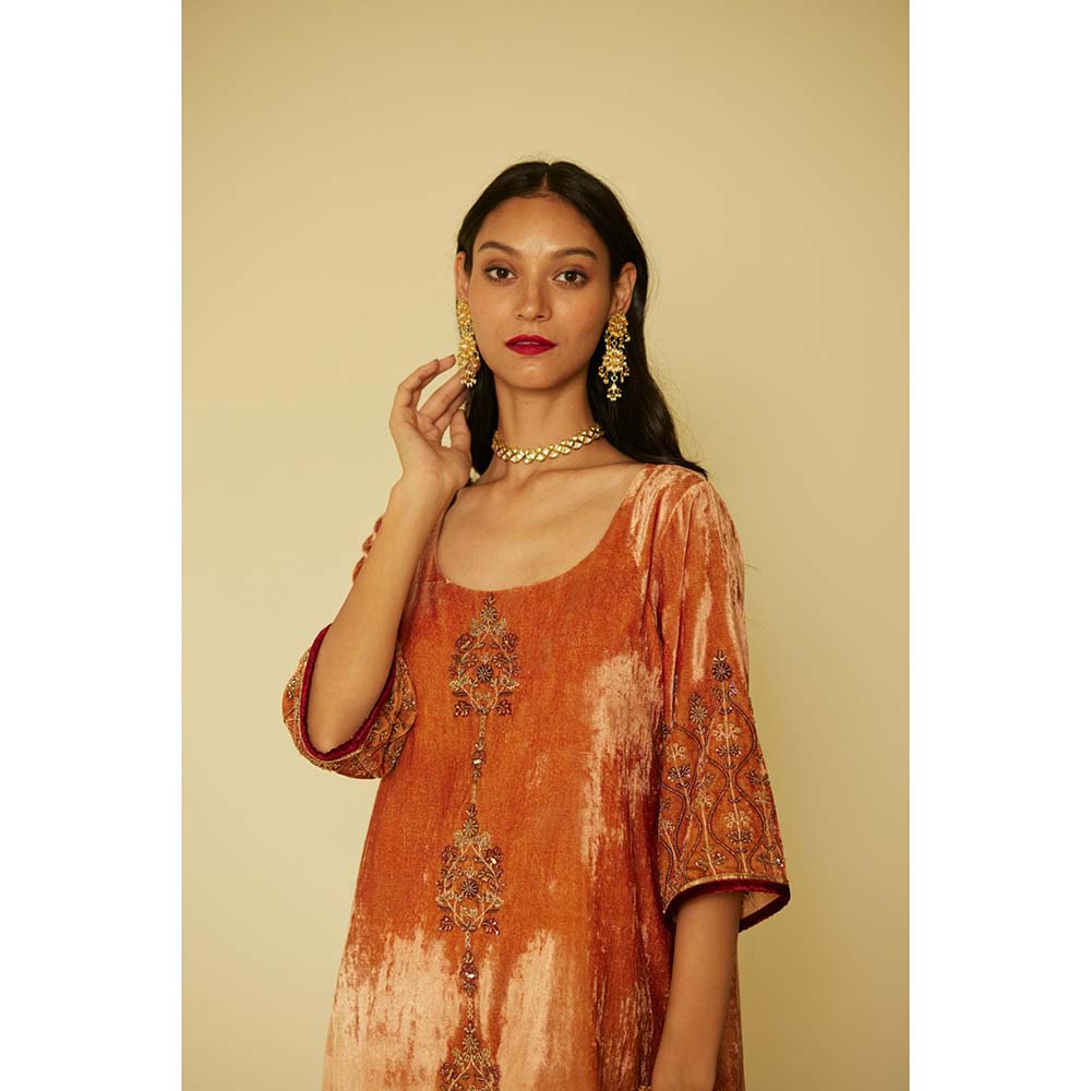 Sarang Kaur Orange Bageecha Kurta with Palazzo (Set of 2)