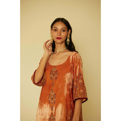 Sarang Kaur Orange Bageecha Kurta with Palazzo (Set of 2)