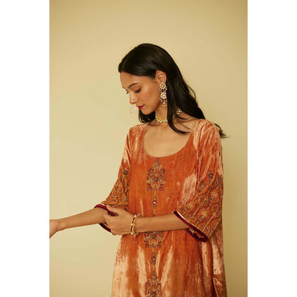 Sarang Kaur Orange Bageecha Kurta with Palazzo (Set of 2)