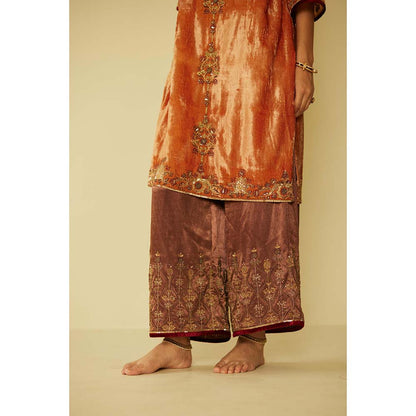 Sarang Kaur Orange Bageecha Kurta with Palazzo (Set of 2)