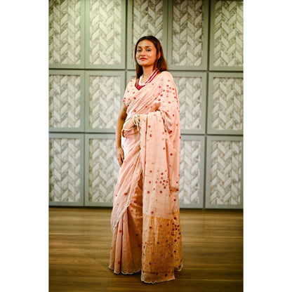 SARI KI ALMARI Hand Embroidered Meadow Saree with Unstitched Blouse