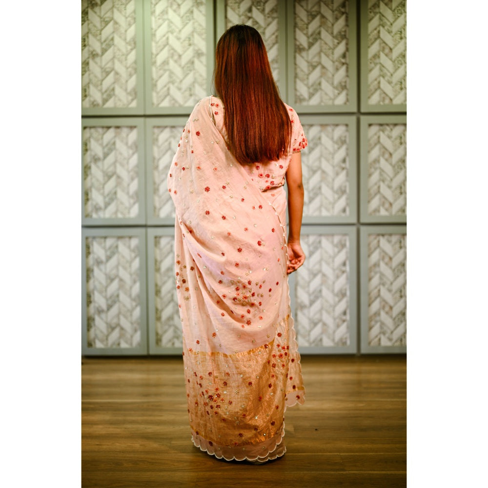 SARI KI ALMARI Hand Embroidered Meadow Saree with Unstitched Blouse