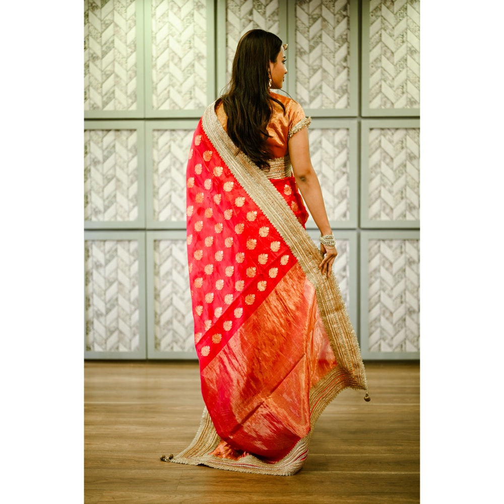 SARI KI ALMARI Red Pure Silk Saree with Unstitched Blouse