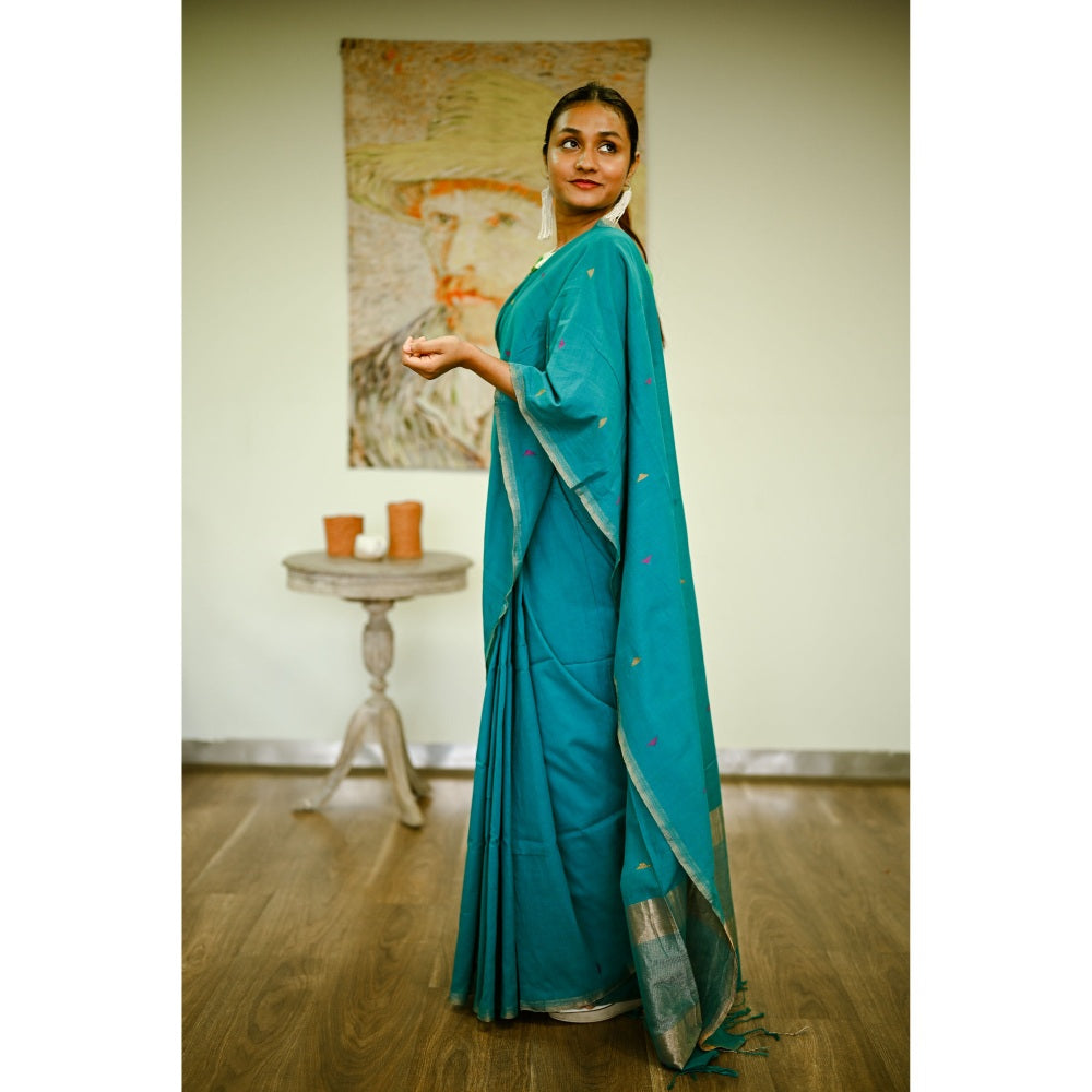 SARI KI ALMARI Bengal Handwoven Pure Cotton Saree with Unstitched Blouse