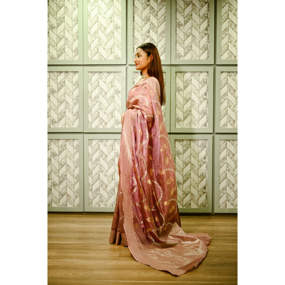 SARI KI ALMARI Rabbit Silk Handwoven Saree with Unstitched Blouse