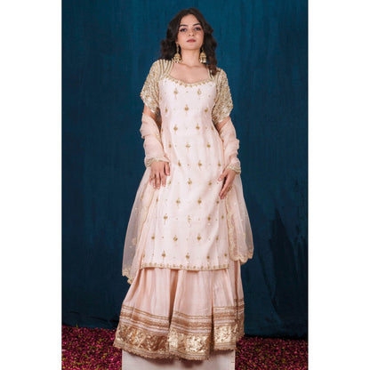 SAUBHAGYA Blush Embellished Kurta with Lehenga and Dupatta (Set of 3)