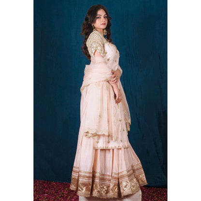 SAUBHAGYA Blush Embellished Kurta with Lehenga and Dupatta (Set of 3)