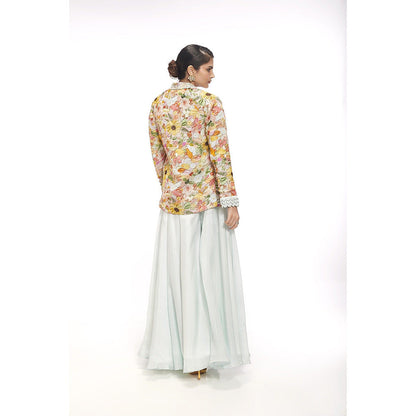 SAYAANIKA Aria Floral Embellished Jacket with Blouse and Palazzo (Set of 3)