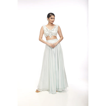 SAYAANIKA Aria Floral Embellished Jacket with Blouse and Palazzo (Set of 3)