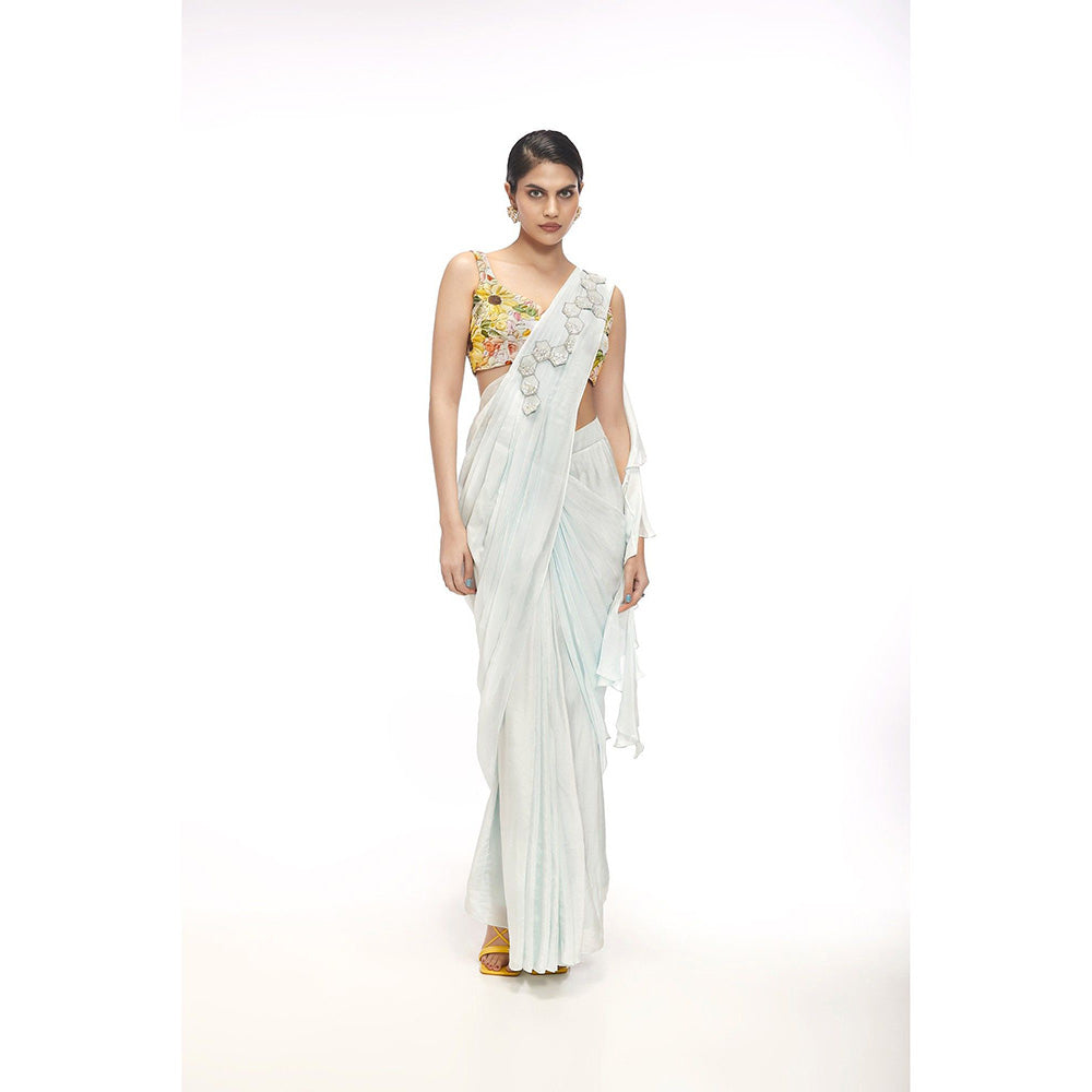 SAYAANIKA Arella Embellished Pre Drape Saree and Stitched Blouse