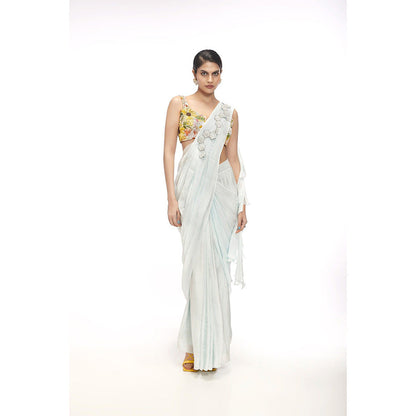 SAYAANIKA Arella Embellished Pre Drape Saree and Stitched Blouse
