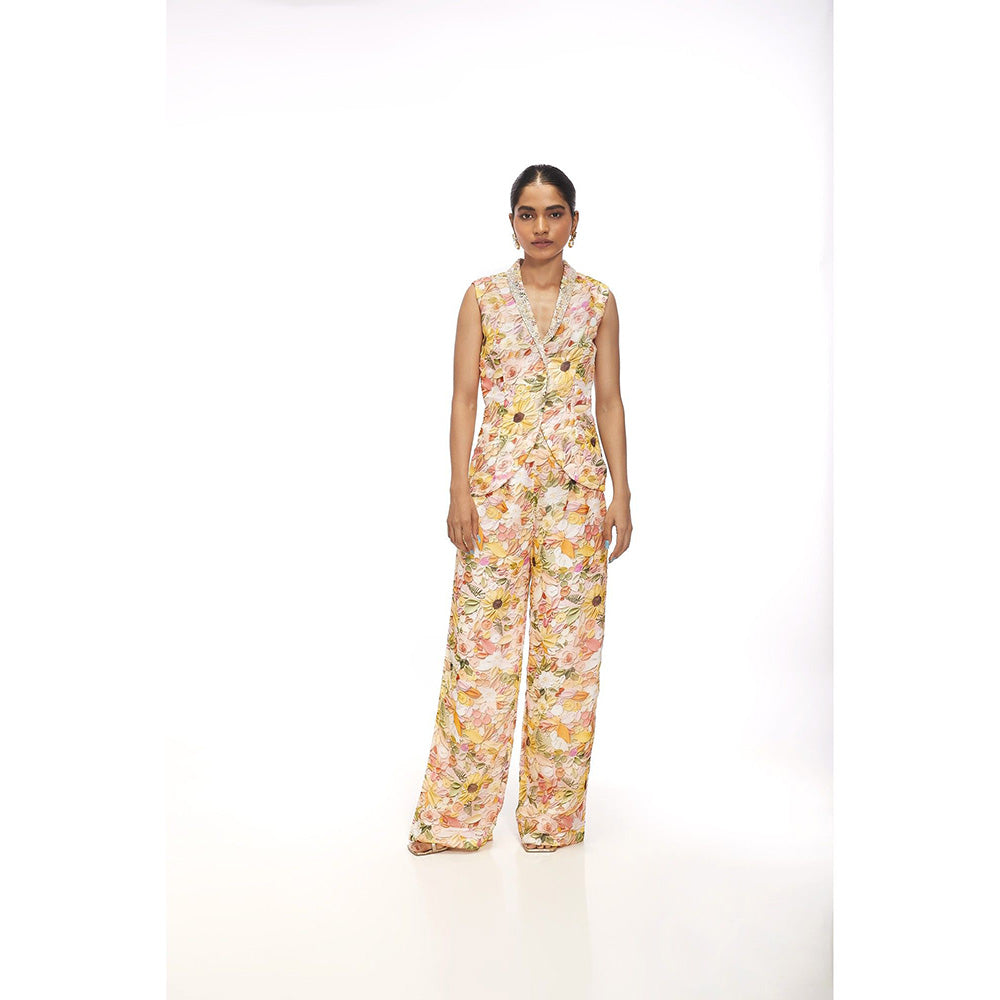 SAYAANIKA Lilya Yellow Floral Embellished Co-ord (Set of 2)