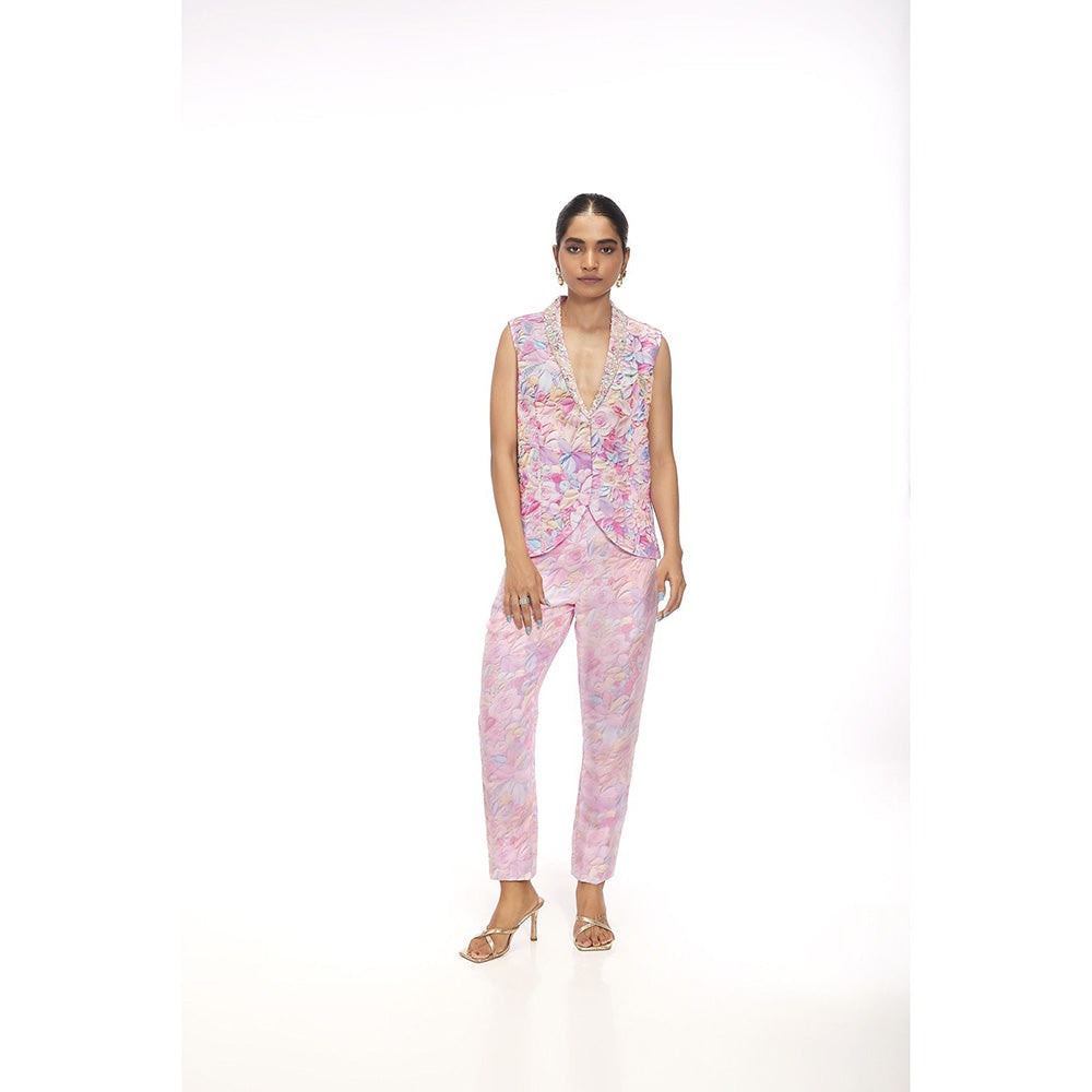 SAYAANIKA Lilya Pink Floral Embellished Co-ord (Set of 2)