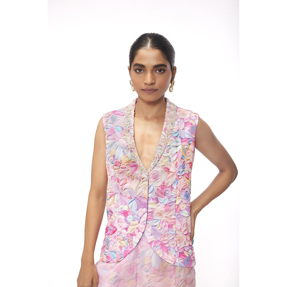 SAYAANIKA Lilya Pink Floral Embellished Co-ord (Set of 2)