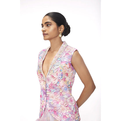 SAYAANIKA Lilya Pink Floral Embellished Co-ord (Set of 2)